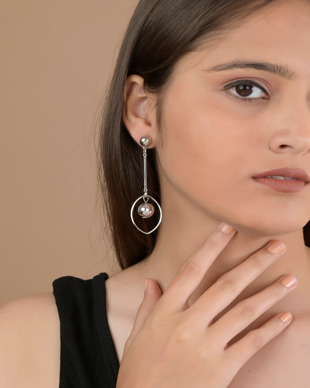 Stellar Orbit Silver-Plated Drop Earrings