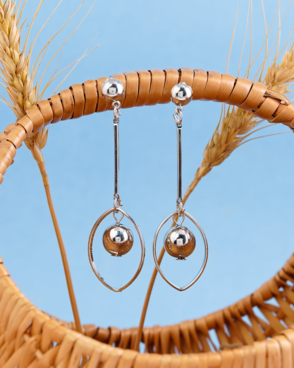 Stellar Orbit Silver-Plated Drop Earrings