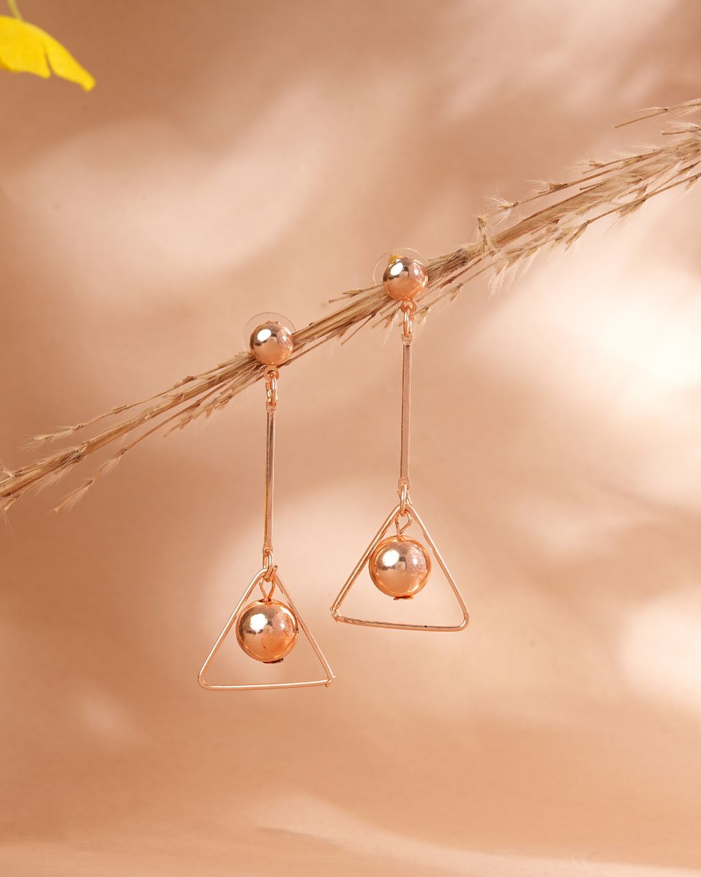 Rose Gold Triangle Dangle Earrings