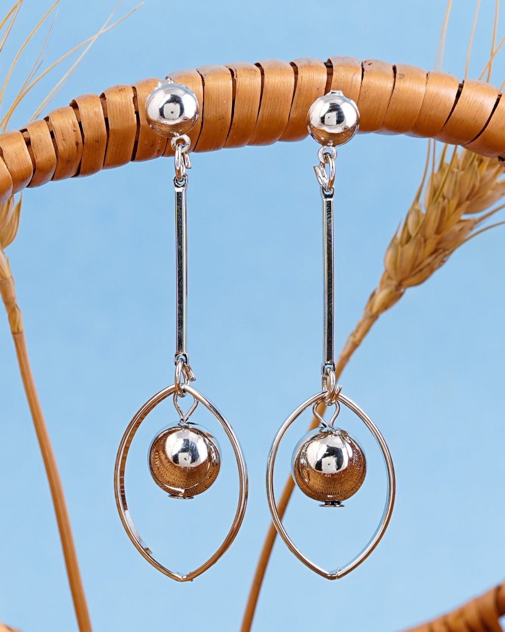 Stellar Orbit Silver-Plated Drop Earrings