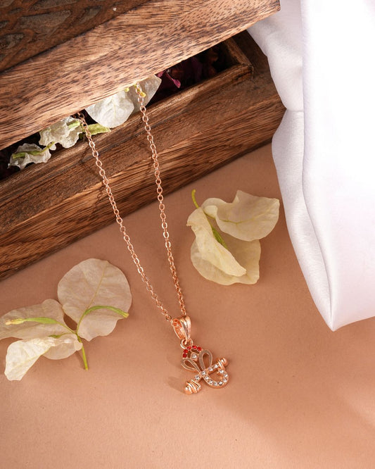 Lord Ganesha Rose Gold Plated Pendant Necklace