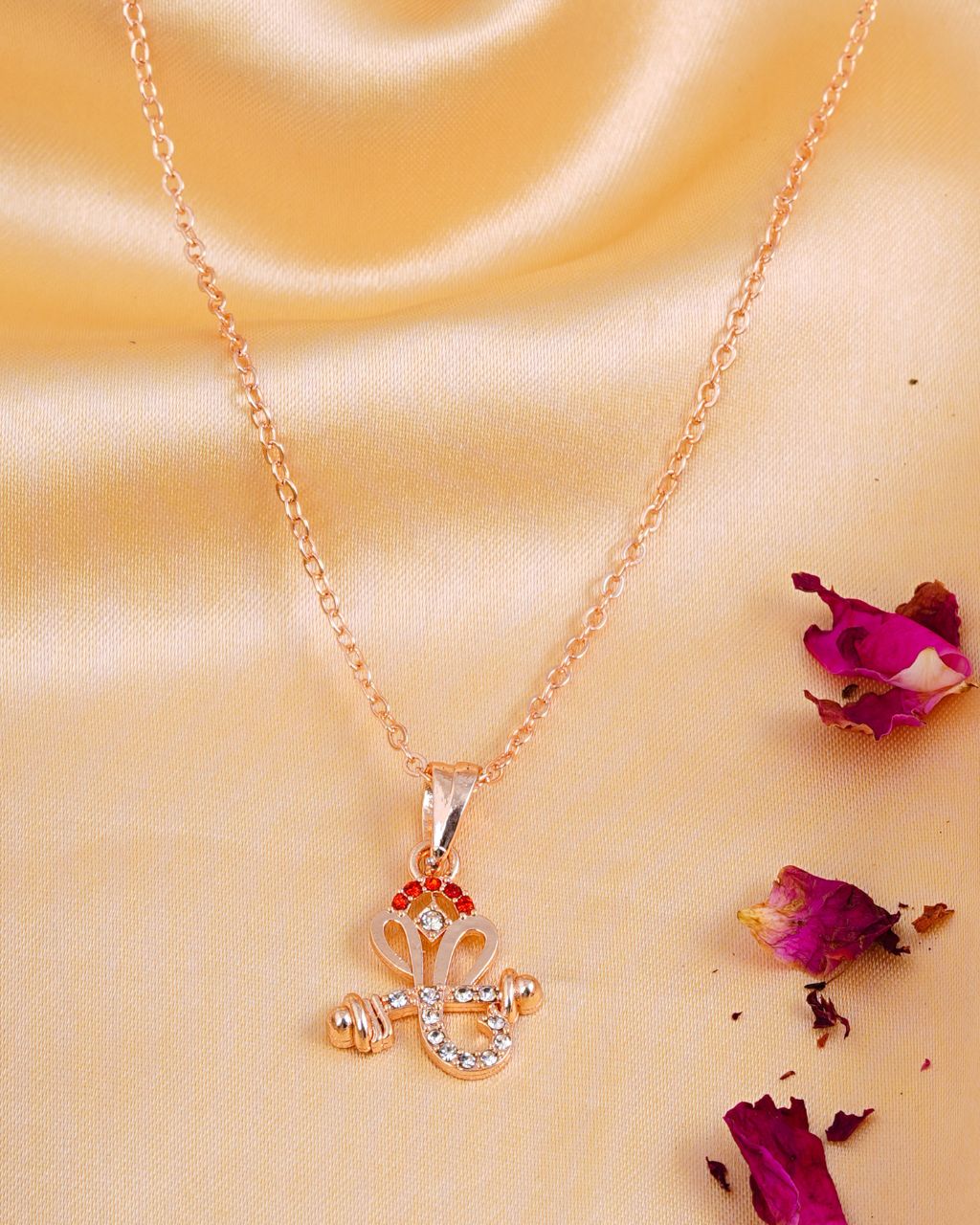 Lord Ganesha Rose Gold Plated Pendant Necklace