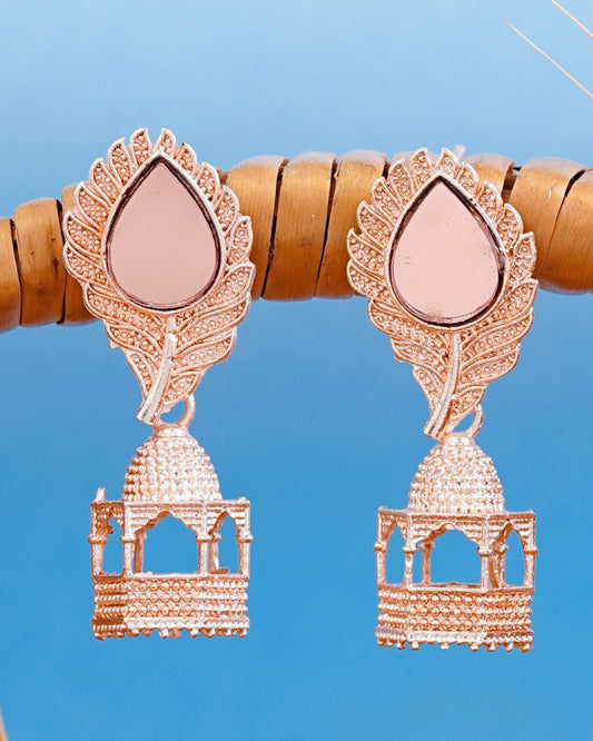 Rose Gold Dome Temple Drop Earrings