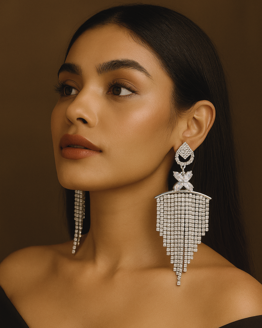 Luxury Crystal Tassel Drop Earrings