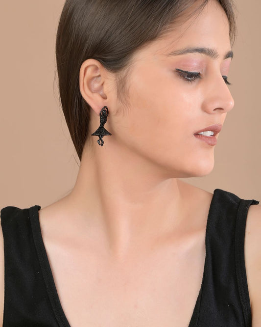 Black Dancing Diva Artistic Earrings