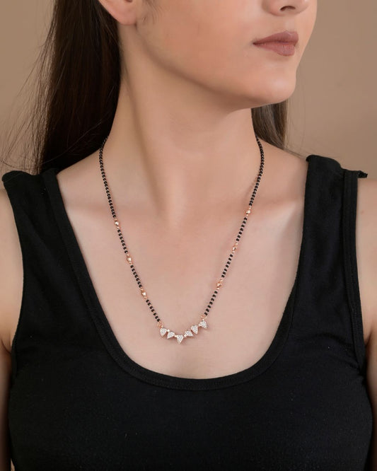 Rose-Gold Heart Mangalsutra Necklace