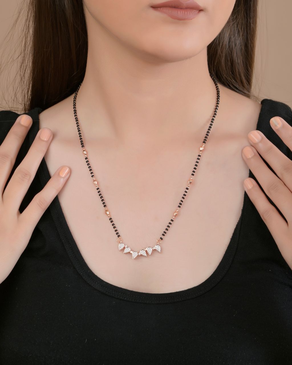 Rose-Gold Heart Mangalsutra Necklace