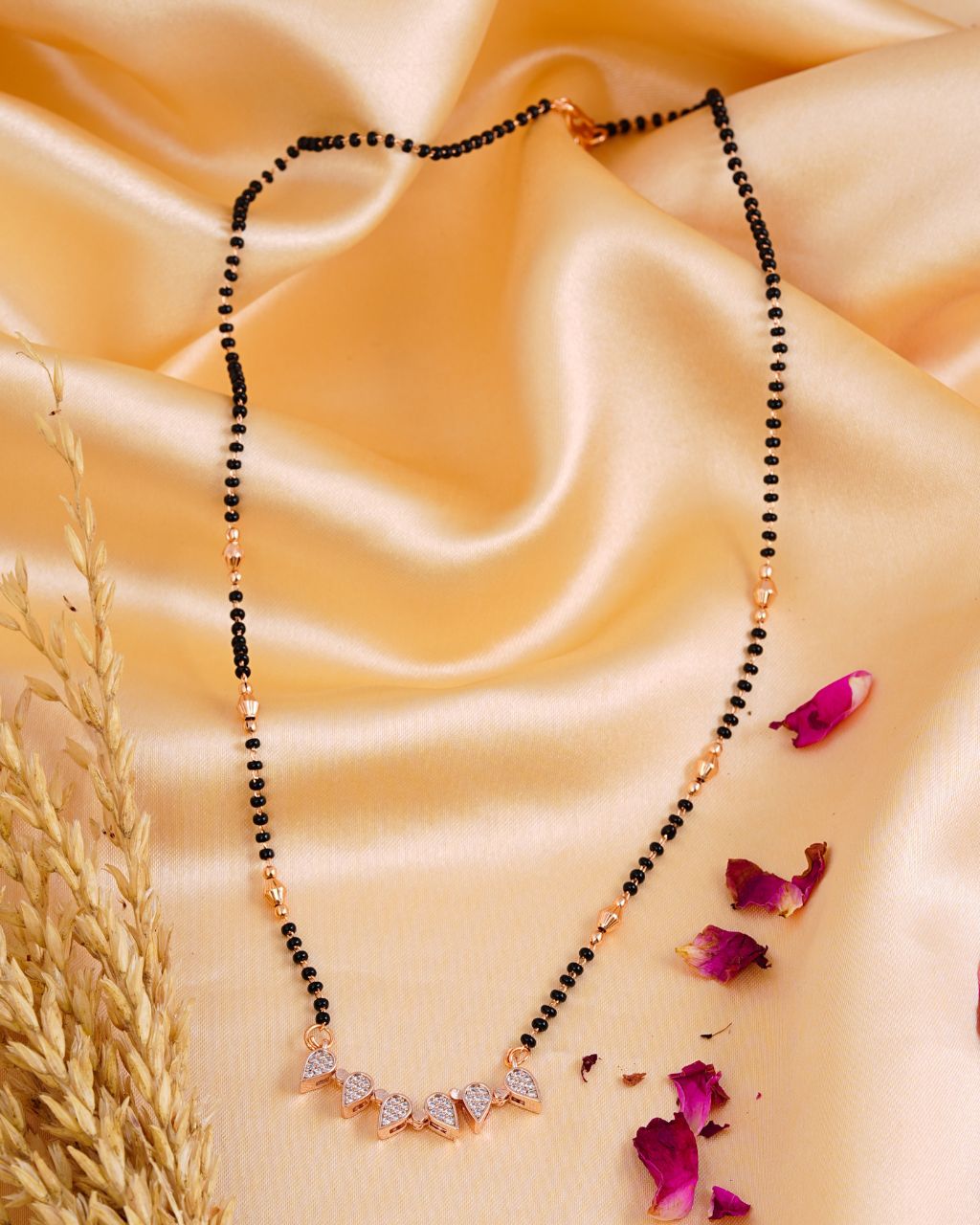 Rose-Gold Heart Mangalsutra Necklace