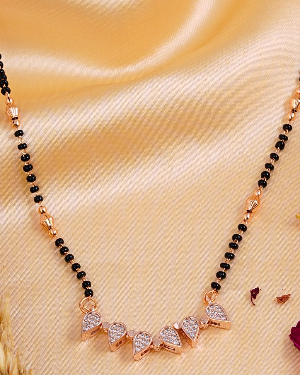 Rose-Gold Heart Mangalsutra Necklace