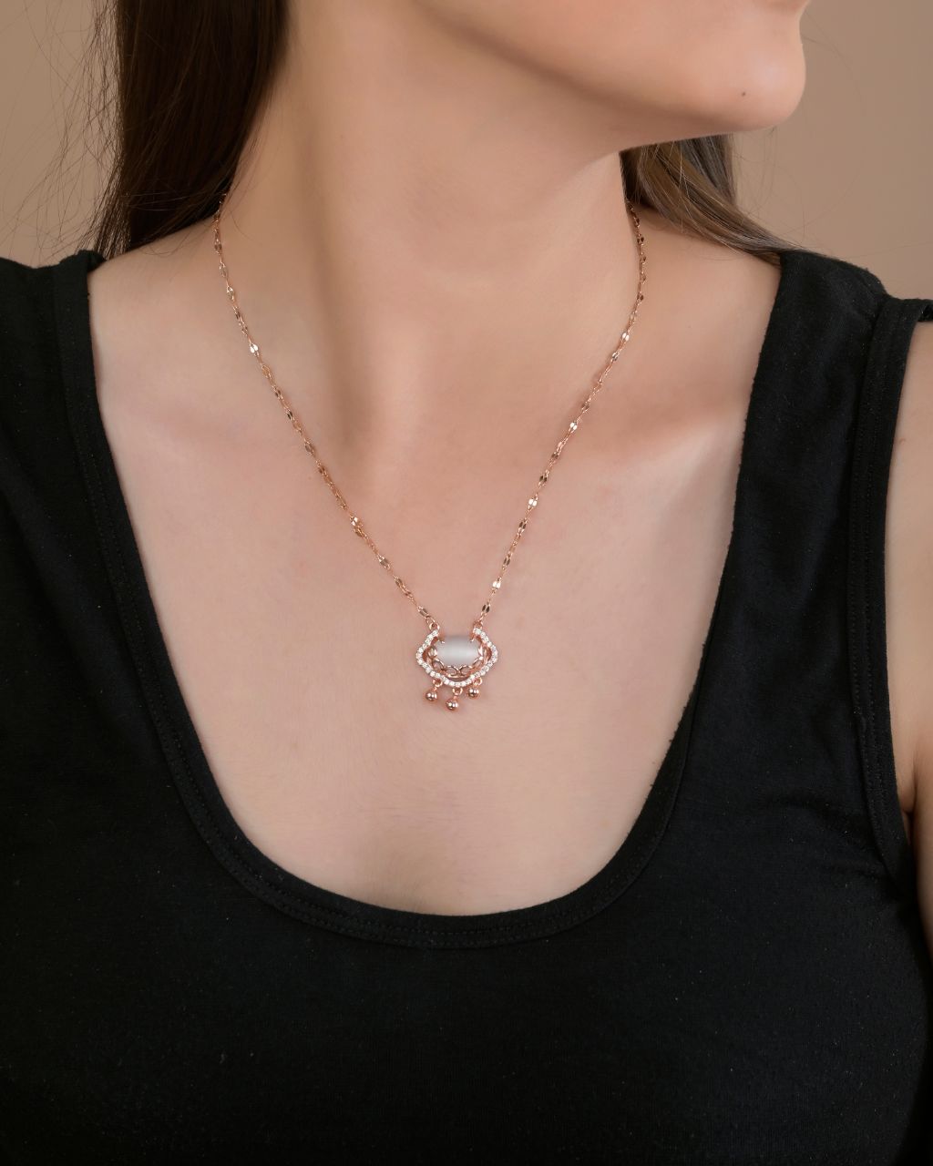 Rose Gold Pearl Drop Mangalsutra Necklace