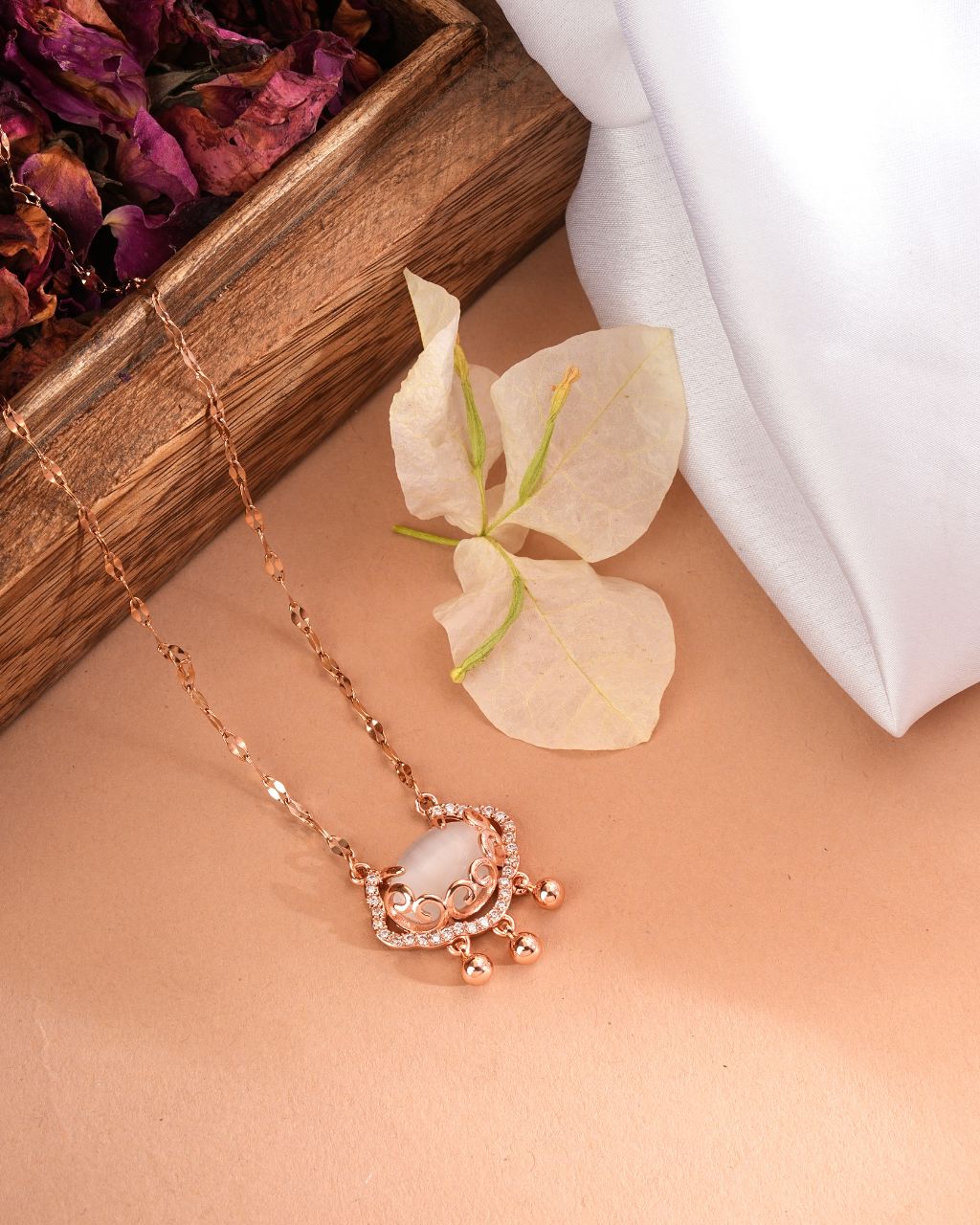 Rose Gold Pearl Drop Mangalsutra Necklace