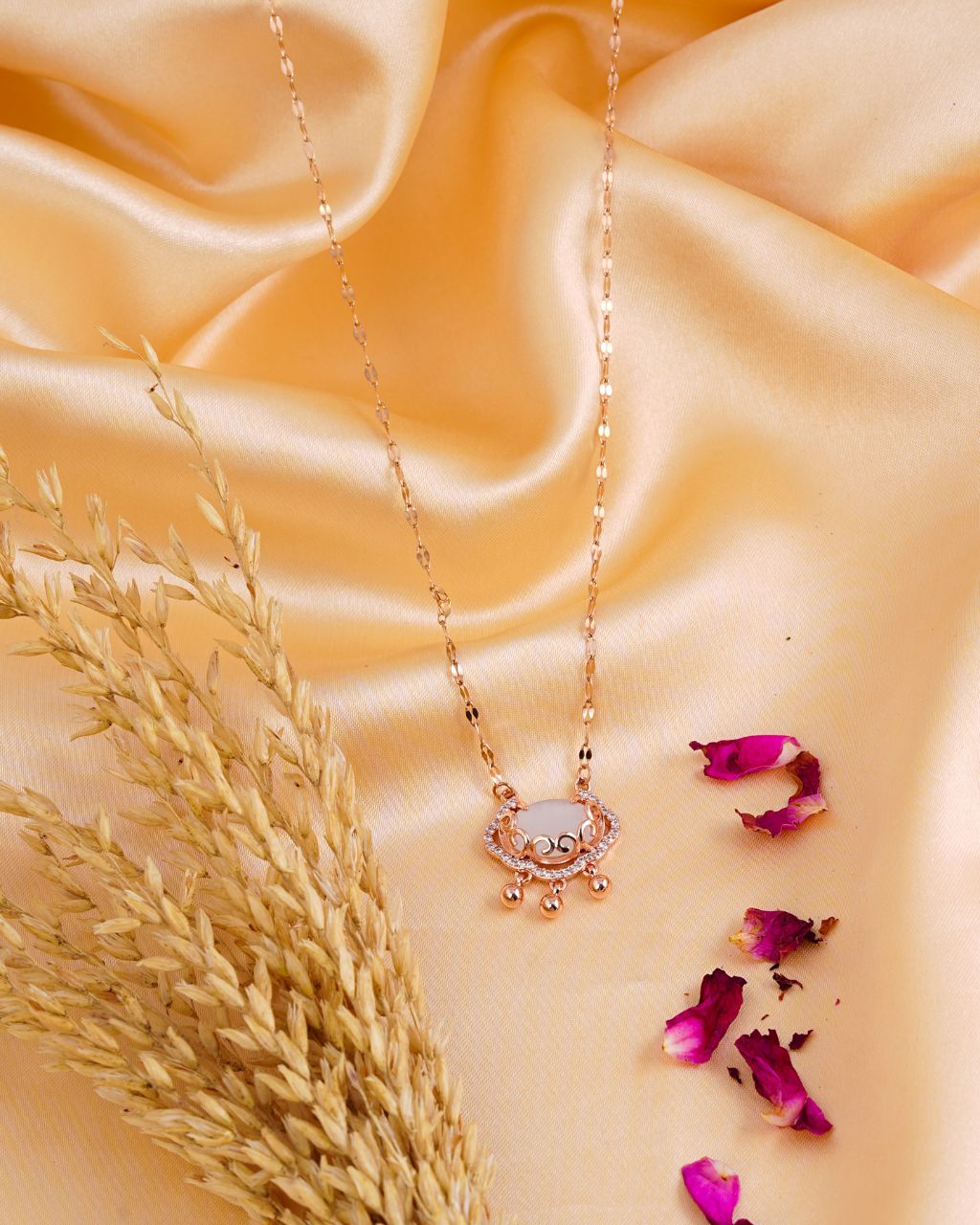 Rose Gold Pearl Drop Mangalsutra Necklace