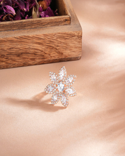 Rose Radiance Floral Cocktail Ring