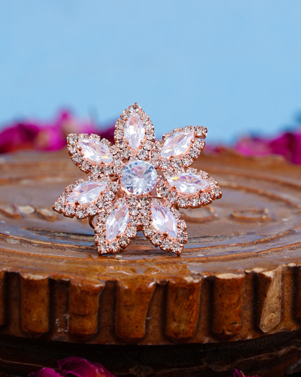 Rose Radiance Floral Cocktail Ring