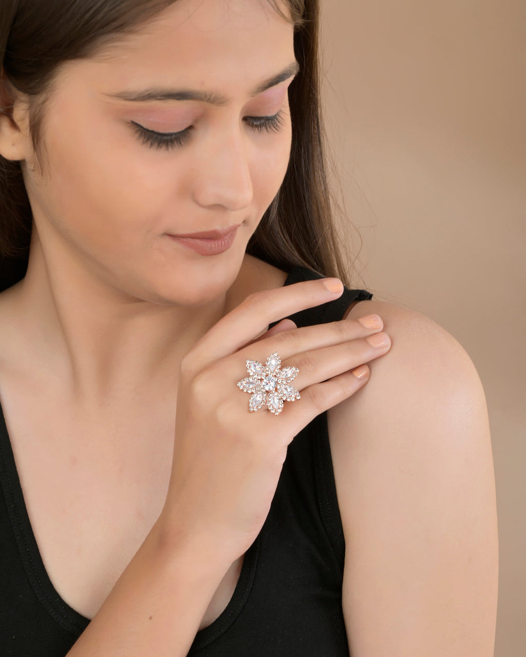 Rose Radiance Floral Cocktail Ring