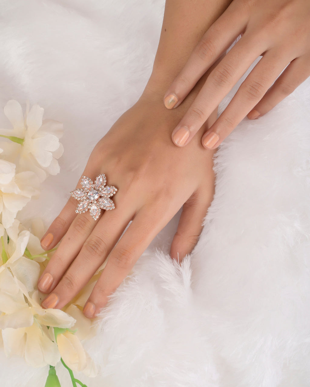 Rose Radiance Floral Cocktail Ring